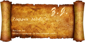 Zagyva Jolán névjegykártya